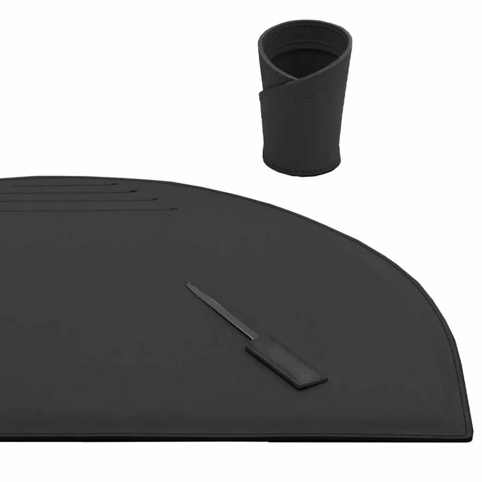 Accesorios de escritorio en cuero regenerado 5 piezas Made in Italy - Medea Viadurini