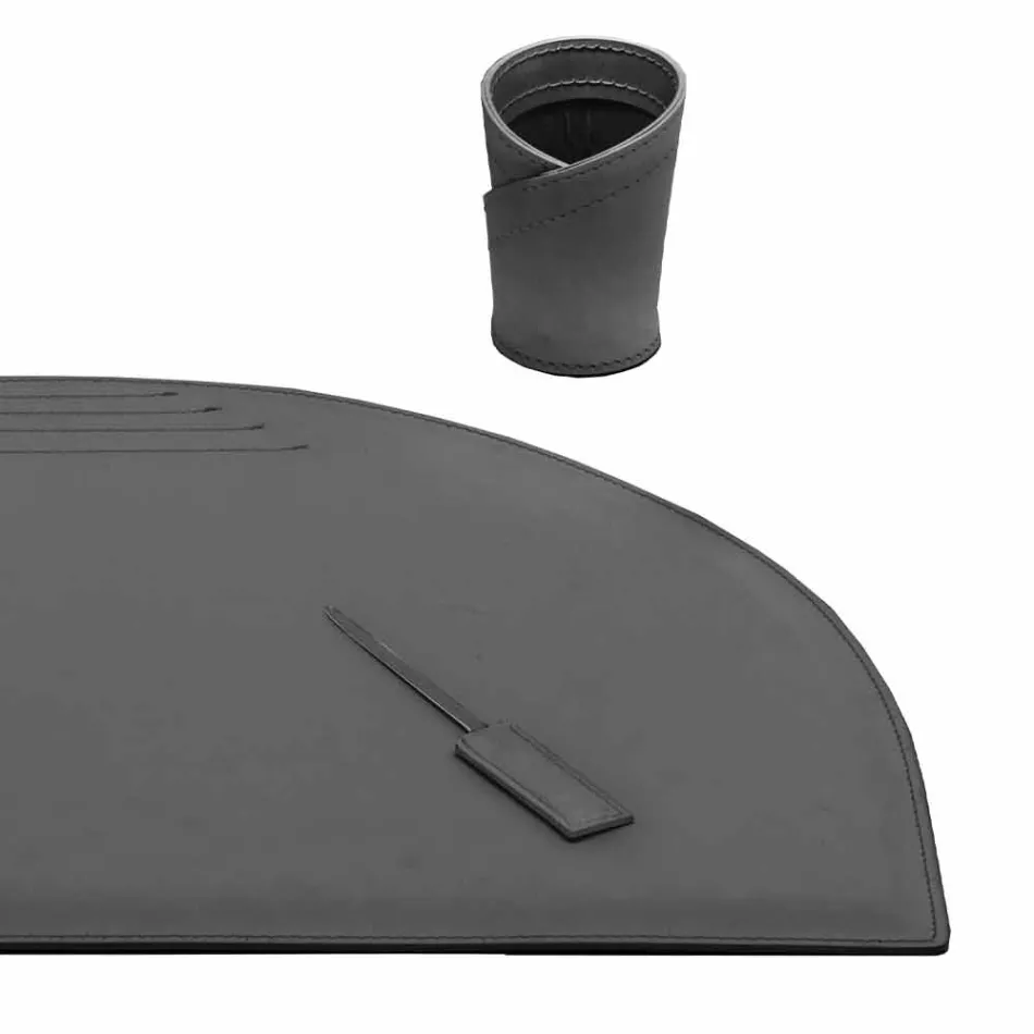 Accesorios de escritorio en cuero regenerado 5 piezas Made in Italy - Medea Viadurini