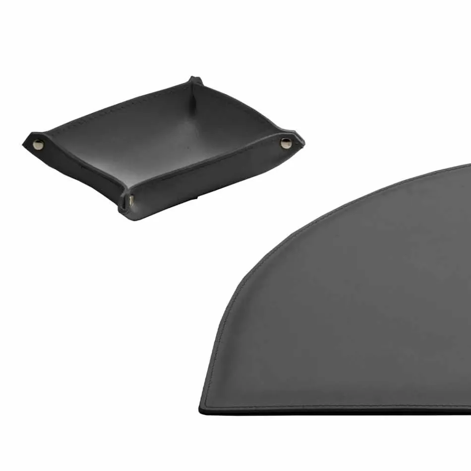 Accesorios de escritorio en cuero regenerado 5 piezas Made in Italy - Medea Viadurini