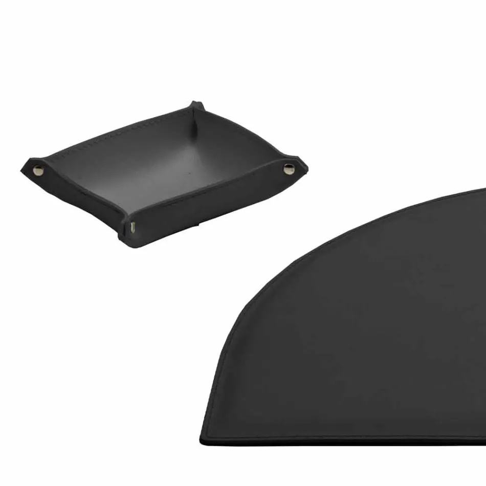 Accesorios de escritorio en cuero regenerado 5 piezas Made in Italy - Medea Viadurini