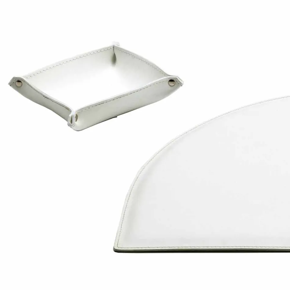 Accesorios de escritorio en cuero regenerado 5 piezas Made in Italy - Medea Viadurini