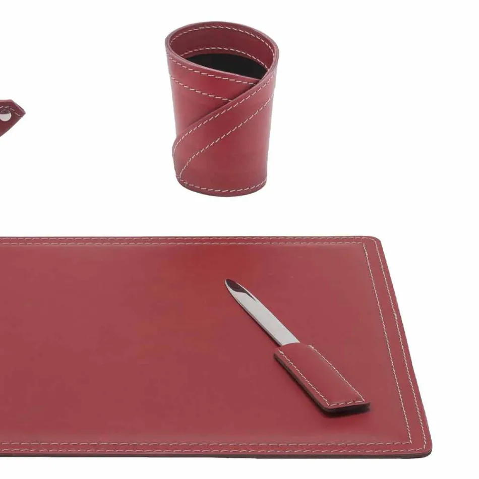 Accesorios Escritorio de cuero regenerado de 4 piezas hecho en Italia - Ascanio Viadurini