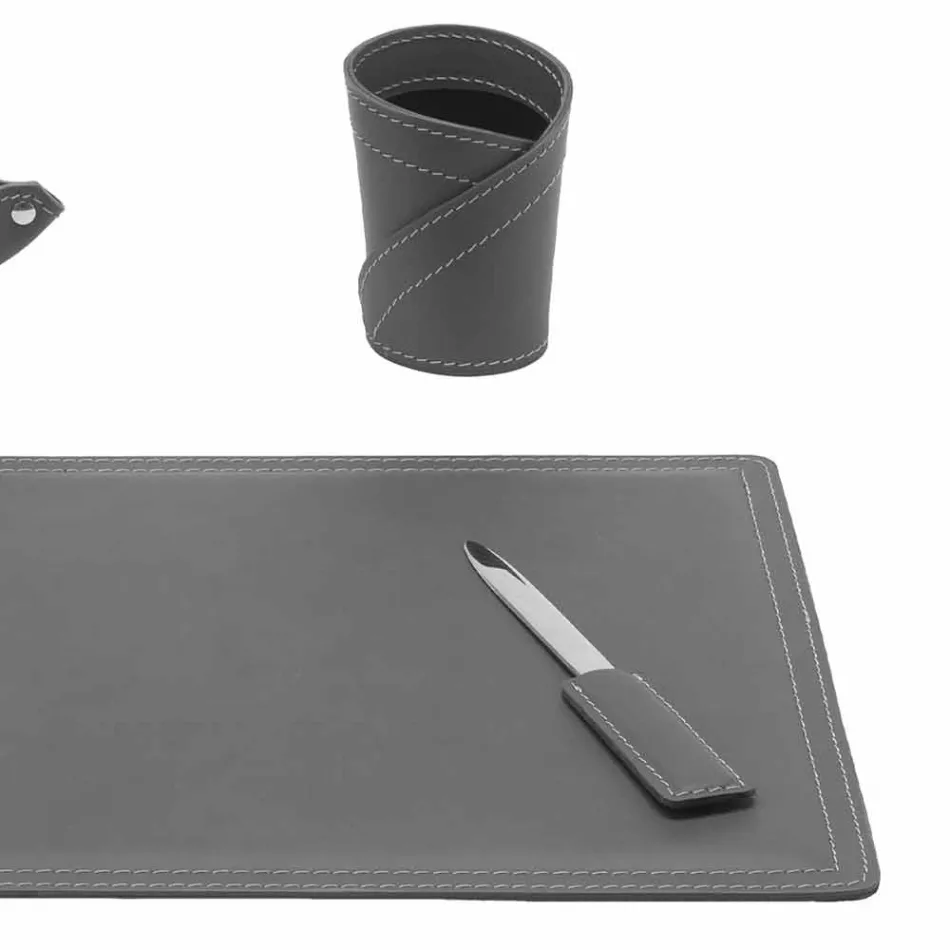 Accesorios Escritorio de cuero regenerado de 4 piezas hecho en Italia - Ascanio Viadurini