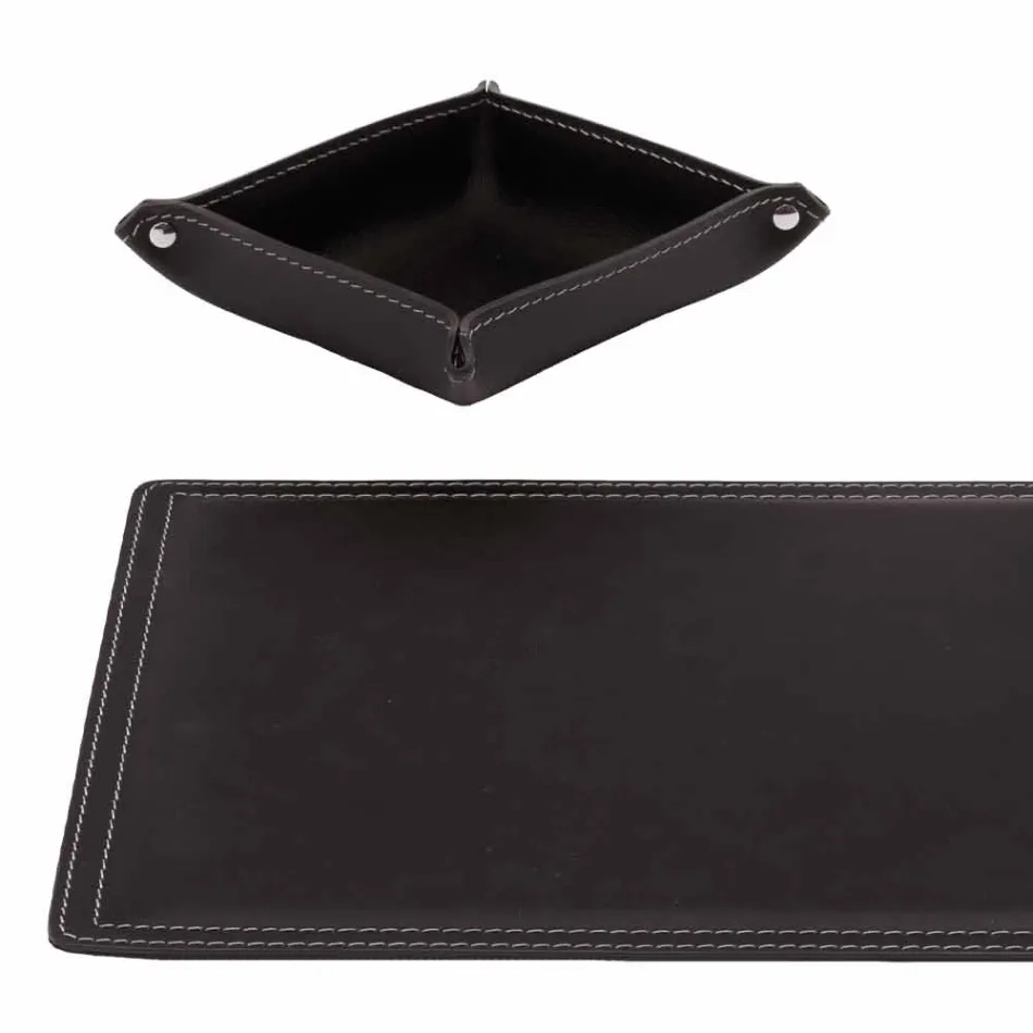 Accesorios Escritorio de cuero regenerado de 4 piezas hecho en Italia - Ascanio Viadurini