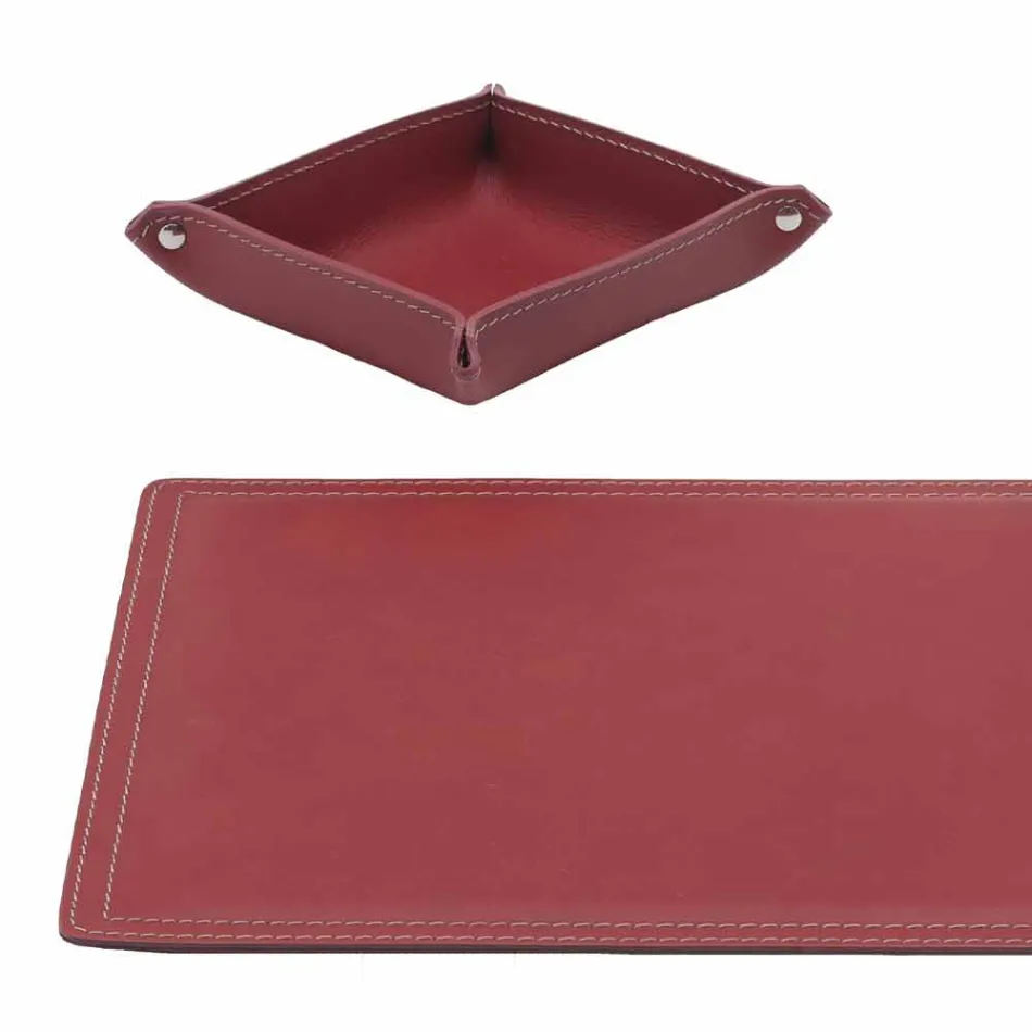 Accesorios Escritorio de cuero regenerado de 4 piezas hecho en Italia - Ascanio Viadurini