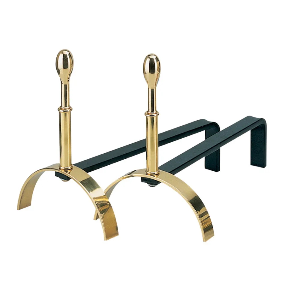 Morillos para chimenea de latón Alto 30 cm Made in Italy - Wolf Viadurini