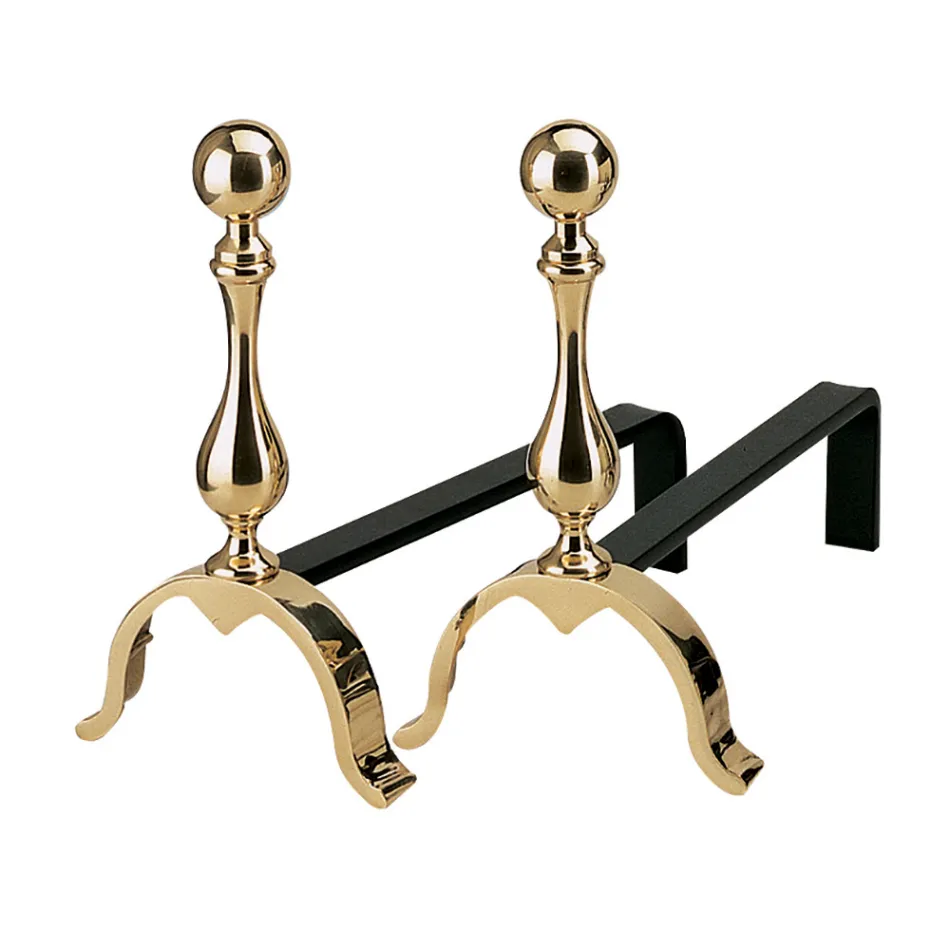 Morillos para chimenea de latón Altura 32 cm Made in Italy - Oso Viadurini