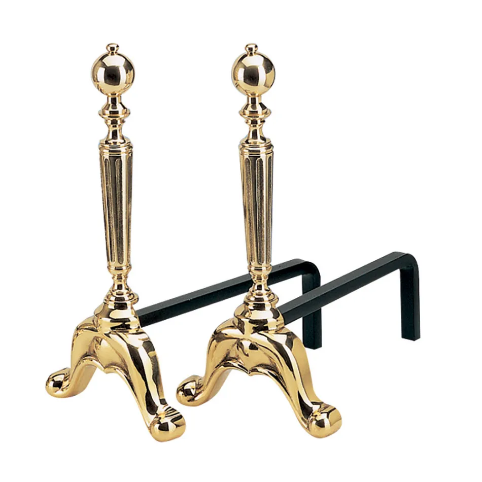 Morillos para chimenea de latón Alto 39 cm Made in Italy - Fox Viadurini