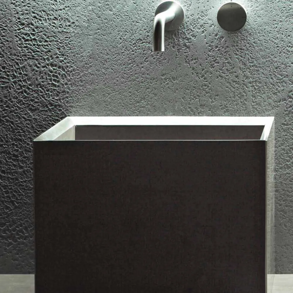 Lavabo de piedra cuadrado con encimera de diseño moderno - Farartlav1 Viadurini
