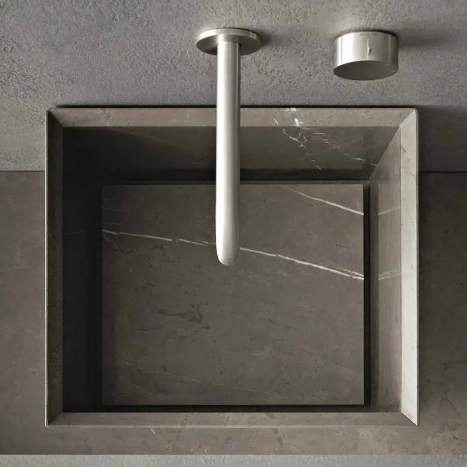 Lavabo de piedra cuadrado con encimera de diseño moderno - Farartlav1 Viadurini