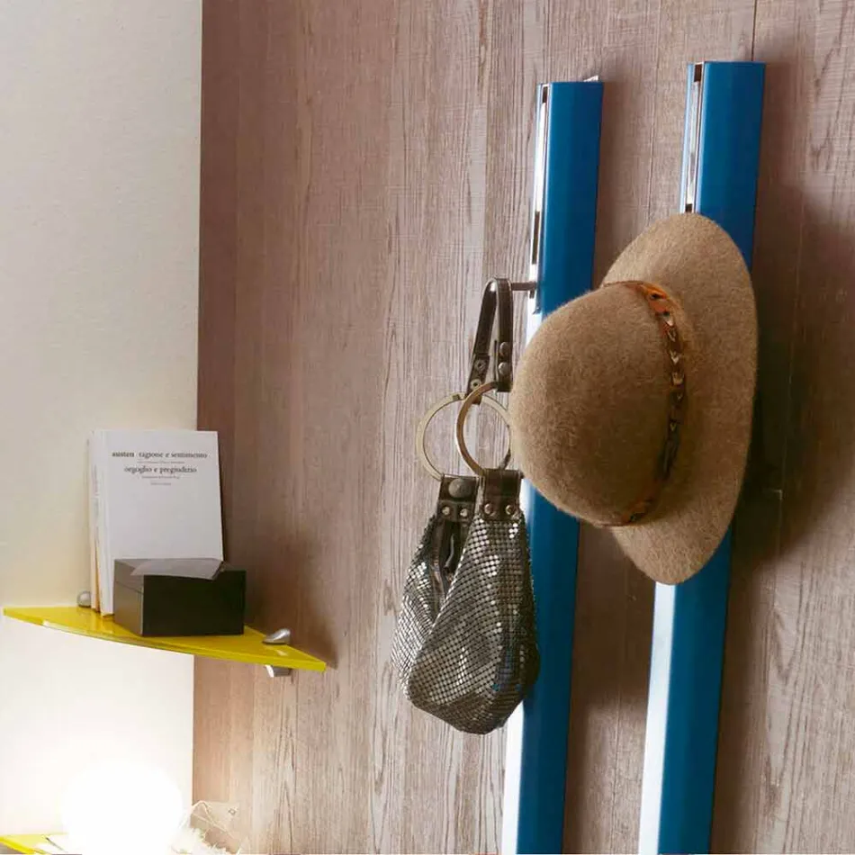 Perchero de pared en MDF lacado con gancho doble Made in Italy - Mercury Viadurini