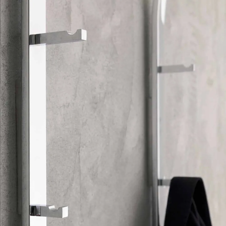 Perchero de pared de metal con 2 ganchos y luz LED Made in Italy - Osmio Viadurini