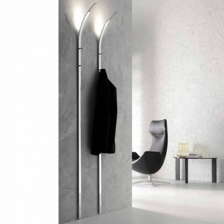 Perchero de pared de metal con 2 ganchos y luz LED Made in Italy - Osmio Viadurini