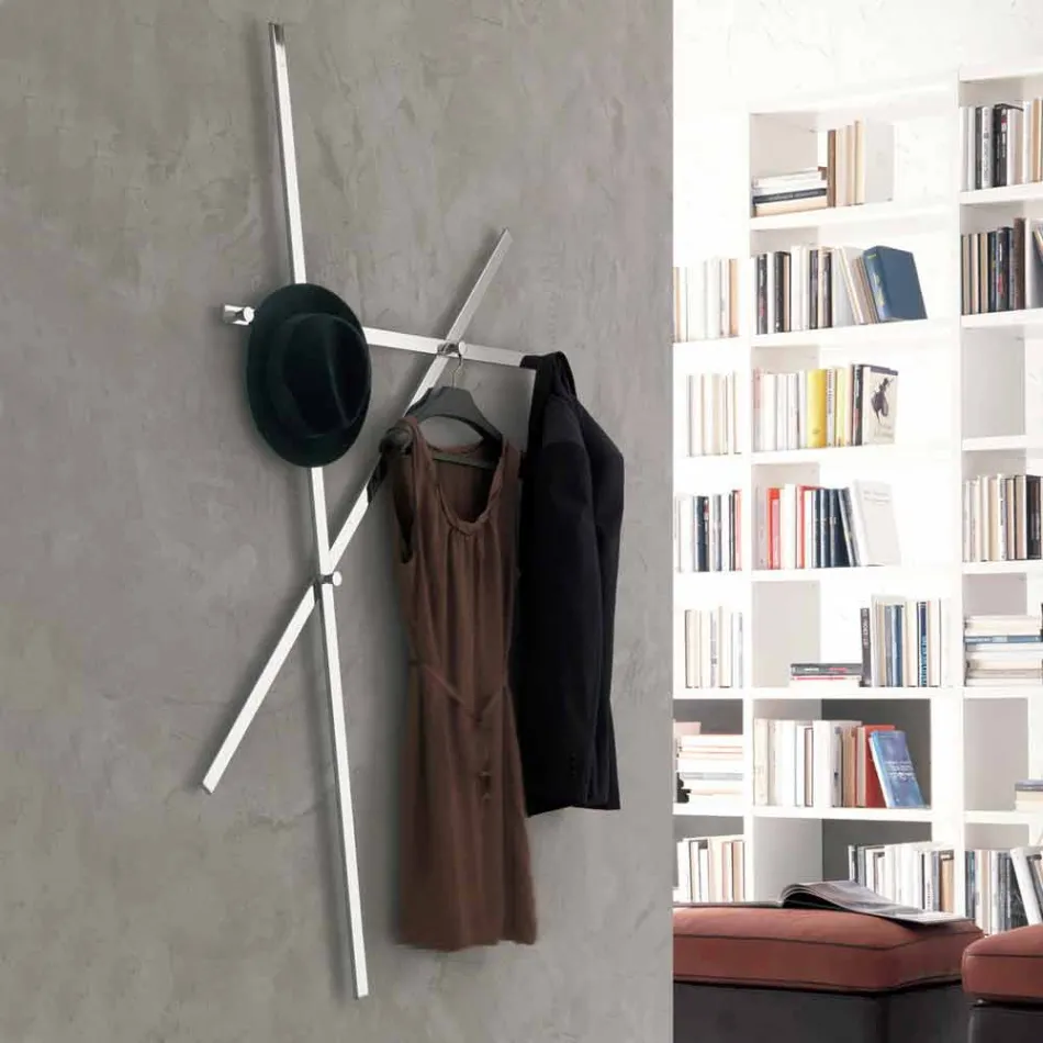 Perchero de pared en metal pintado con 5 clavijas Made in Italy - Olmium Viadurini