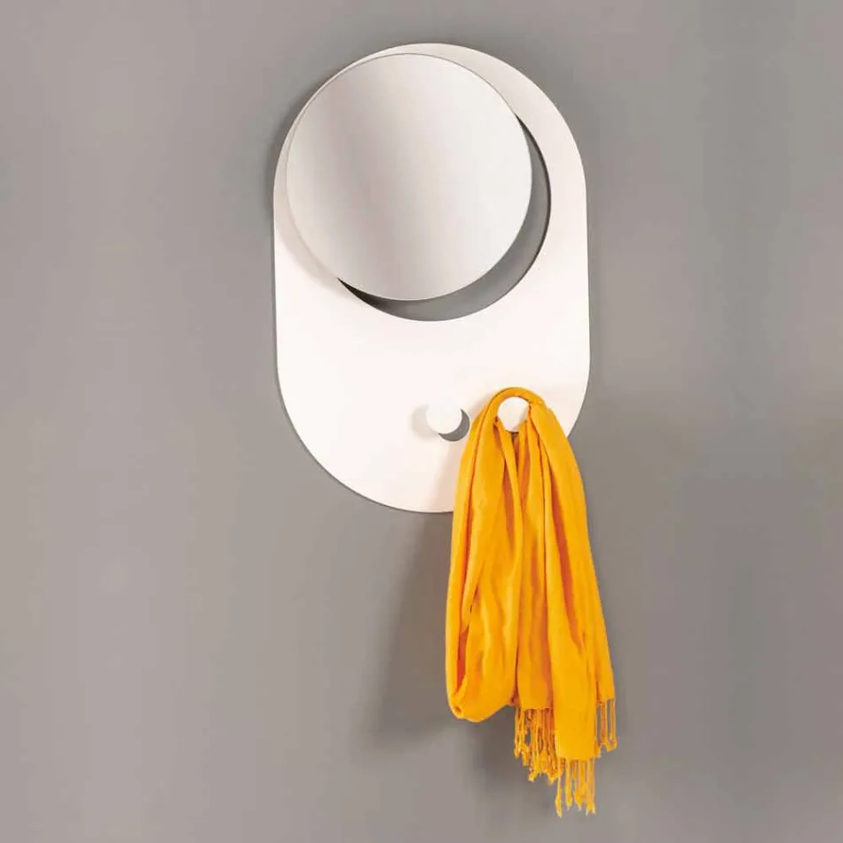 Perchero de pared moderno en acero con espejo Made in Italy - Pilippo Viadurini