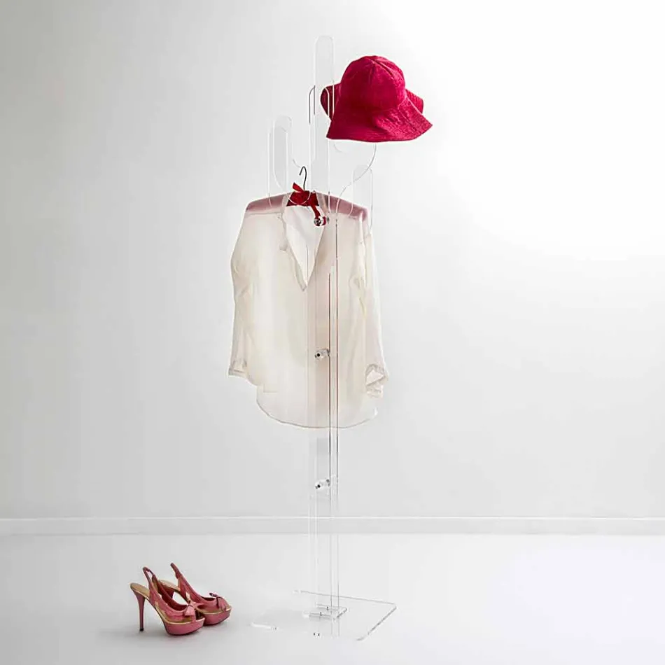Perchero de pie de diseño moderno transparente de cactus, hecho en Italia Viadurini