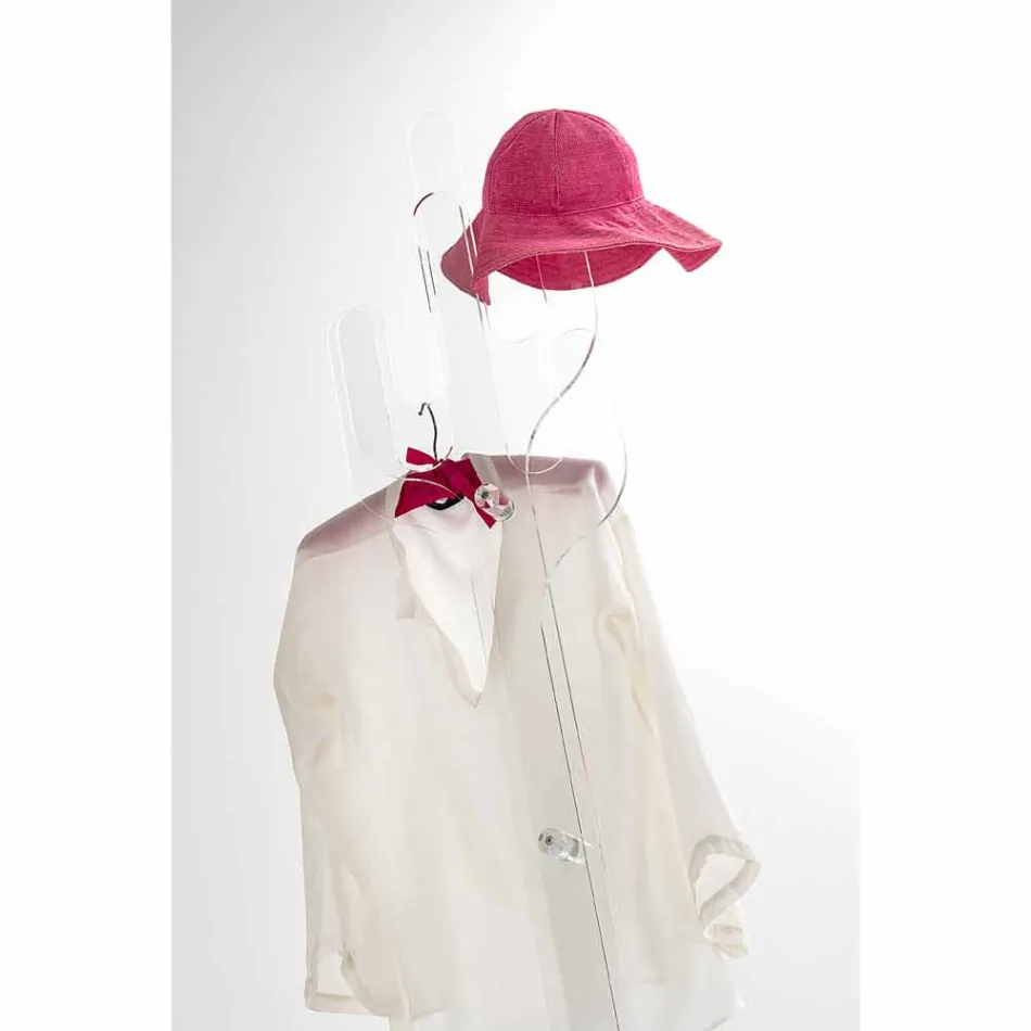 Perchero de pie de diseño moderno transparente de cactus, hecho en Italia Viadurini