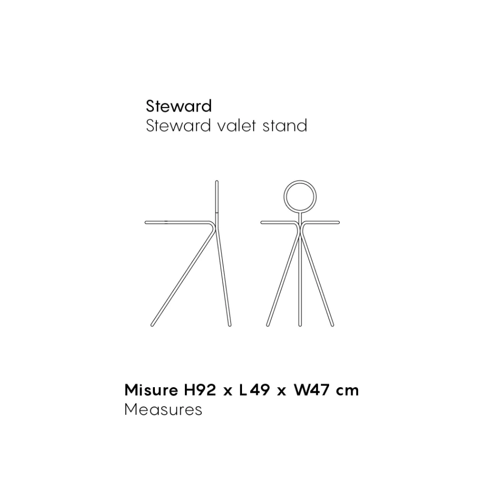 Perchero de pie de acero de 3 piezas Made in Italy - Steward by Myyour Viadurini