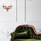 Lámpara de pared clásica de 2 luces en vidrio italiano hecho a mano y metal dorado - Oliver Viadurini