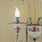Lámpara de pared 2 luces en cerámica decorada a mano y latón envejecido - Sanremo Viadurini