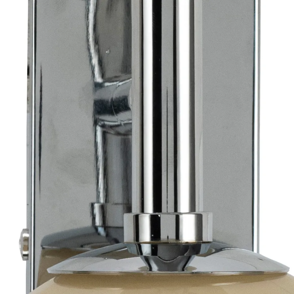 Lumira - Lámpara de pared de dos luces con placa vertical en cristal y metal. Fabricada en Italia. Viadurini