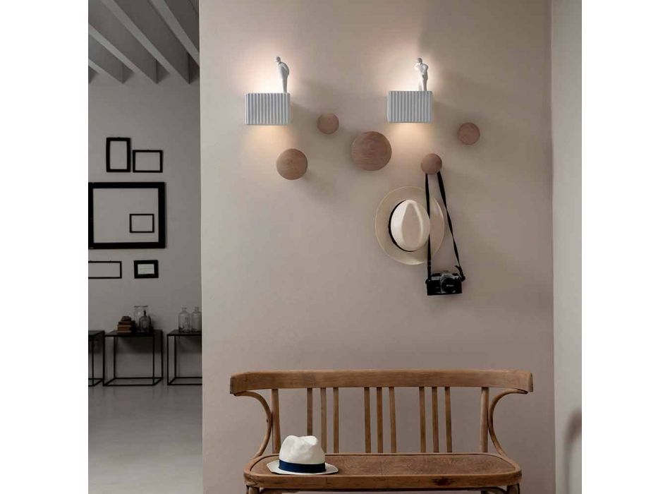 Aplique de pared con 3 luces LED de cerámica blanca mate con Umarell - Ometto Viadurini