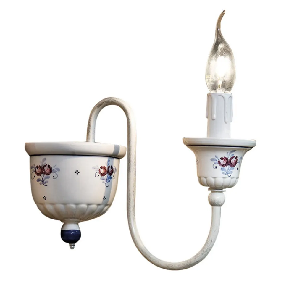 Aplique de Pared Artesanal en Cerámica y Latón Pintado a Mano - Sanremo Viadurini