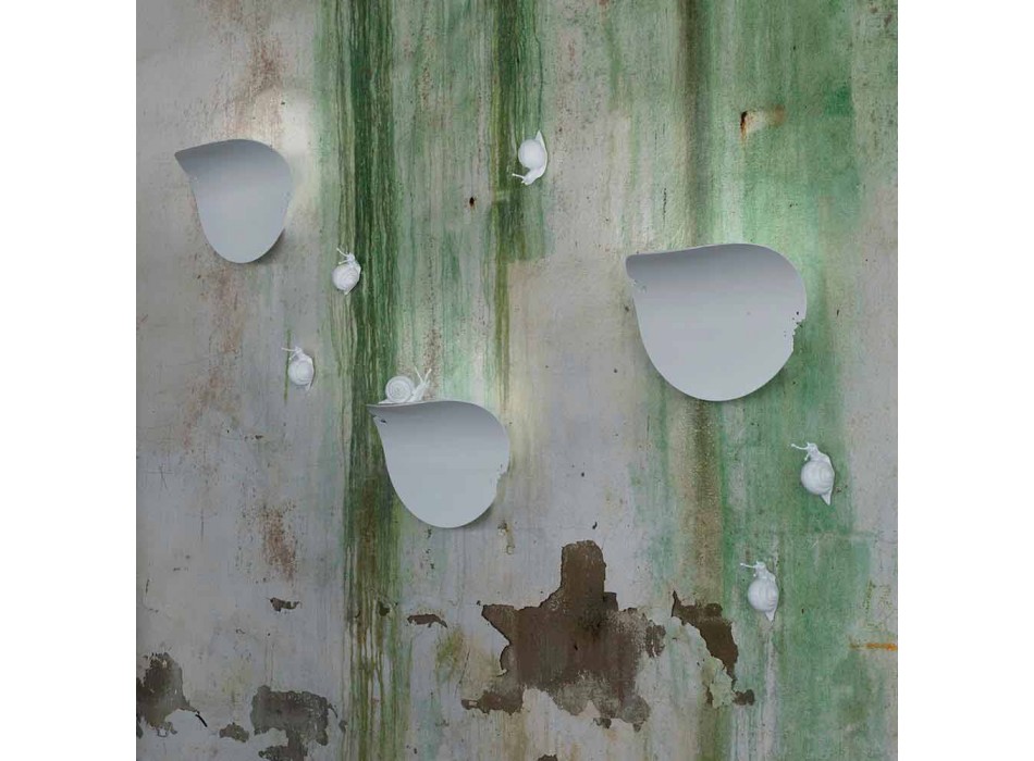 Aplique de pared Design Leaf en Cerámica Blanca y Caracol - Decoración Caracol Viadurini