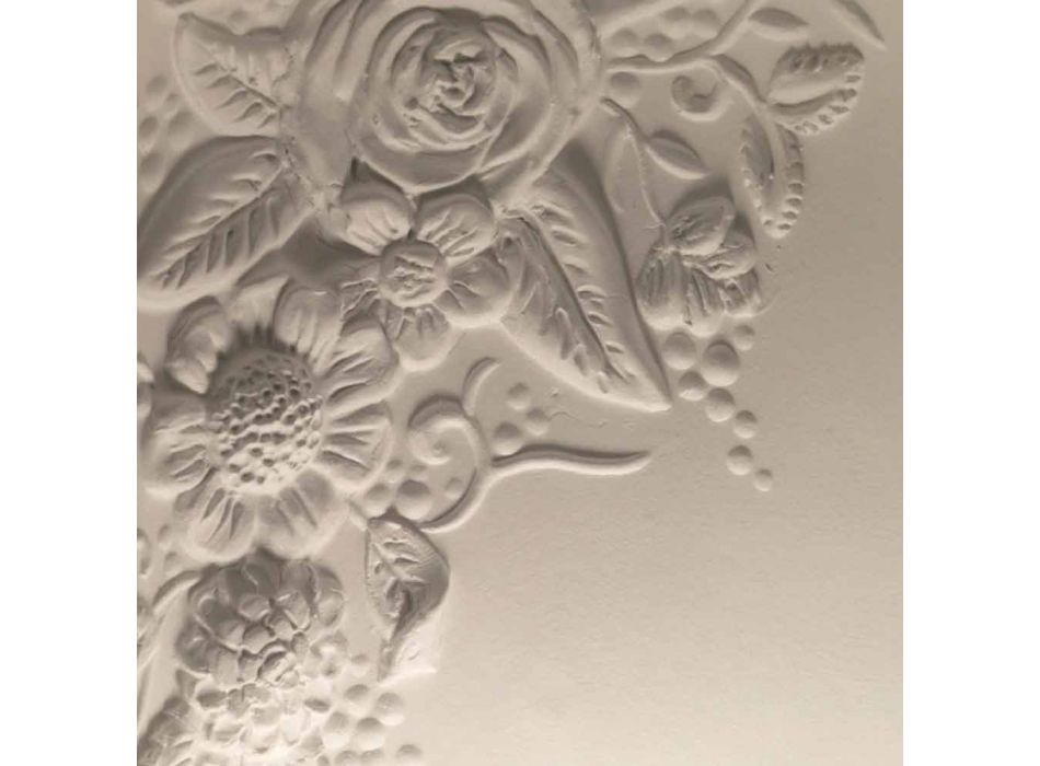 Aplique de pared con diseño de cerámica blanca mate con flores decorativas - Fluxo Viadurini