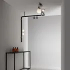 Lámpara de pared de diseño en aluminio negro con esferas y focos - Exodus Viadurini