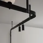 Lámpara de pared de diseño en aluminio negro con esferas y focos - Exodus Viadurini