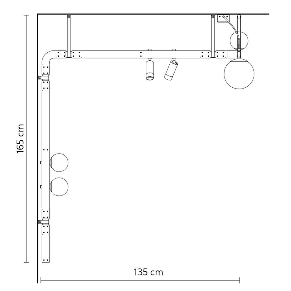 Lámpara de pared de diseño en aluminio negro con esferas y focos - Exodus Viadurini
