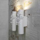 Aplique de pared de cerámica blanca mate con flores decorativas - Revolution Viadurini