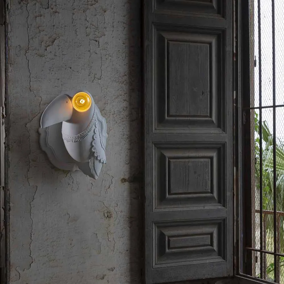 Lámpara de pared en cerámica blanca mate de diseño italiano moderno - Tucano Viadurini