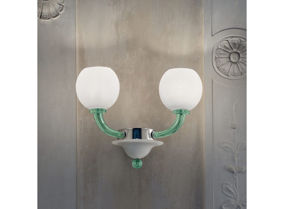 Lámpara de pared hecha a mano en Venecia Vidrio y metal Made in Italy - Alison Viadurini