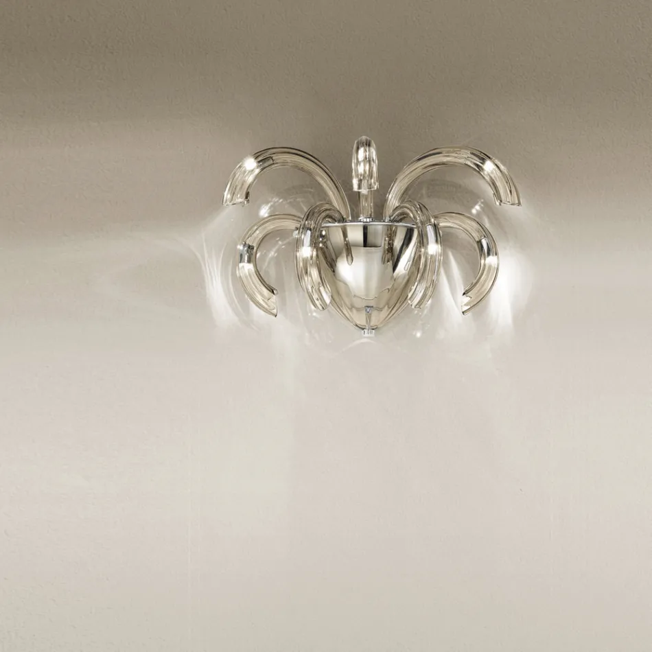 Lámpara de pared artesanal en vidrio veneciano y metal Made in Italy - Jason Viadurini