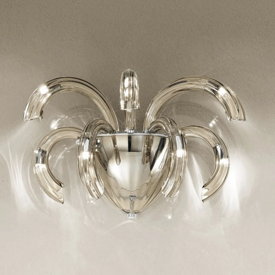 Lámpara de pared artesanal en vidrio veneciano y metal Made in Italy - Jason Viadurini