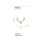 Lámpara de pared clásica 2 luces en vidrio Rigaton hecho a mano y metal - Fievole Viadurini