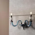 Lámpara de Pared Clásica 2 Luces Artesanal Cristal de Lujo Made in Italy - Saline Viadurini