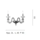 Lámpara de Pared Clásica 2 Luces Artesanal Cristal de Lujo Made in Italy - Saline Viadurini