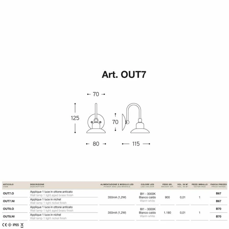 Luz al aire libre contemporánea 1 pequeña Giulietta Sprint Viadurini