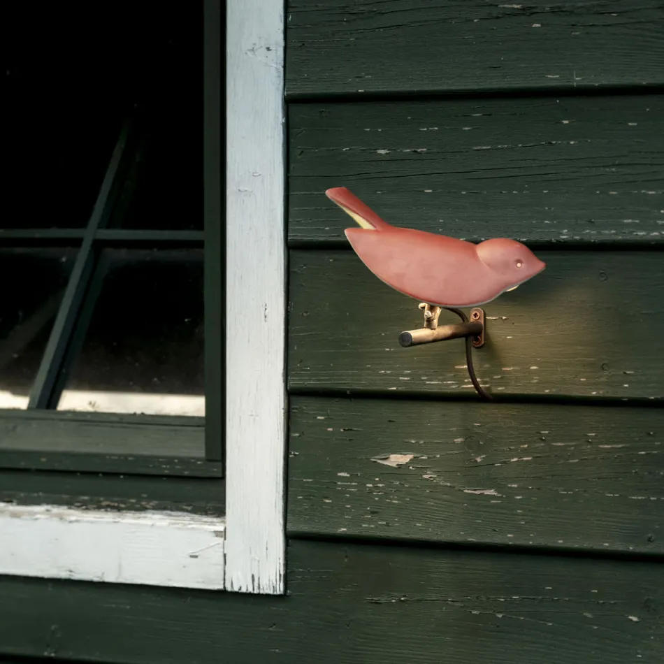 Aplique de exterior de mayólica toscana esmaltada fabricado en Italia - Uccellino Viadurini