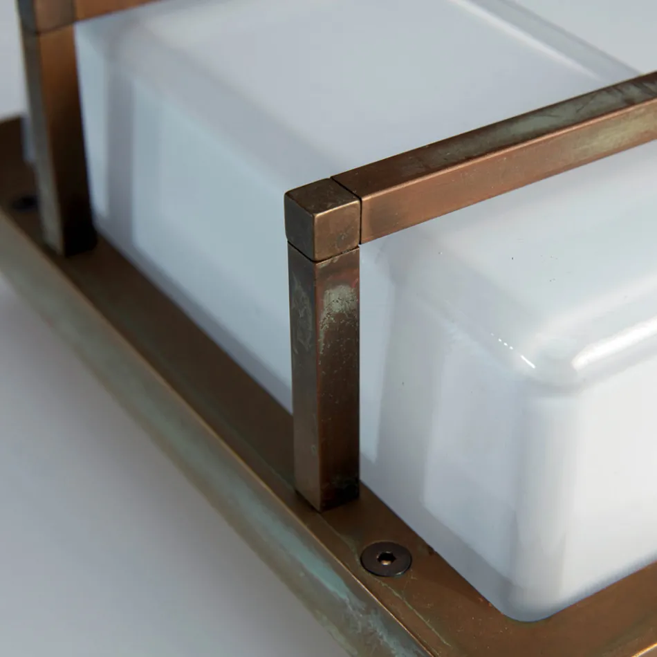 Aplique de pared exterior de latón, casquillo E27, estilo geométrico, fabricado en Italia - Cristal Viadurini