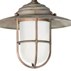 Aplique de pared para exterior Elfico en latón, cristal opalino y clasificación IP44 Viadurini