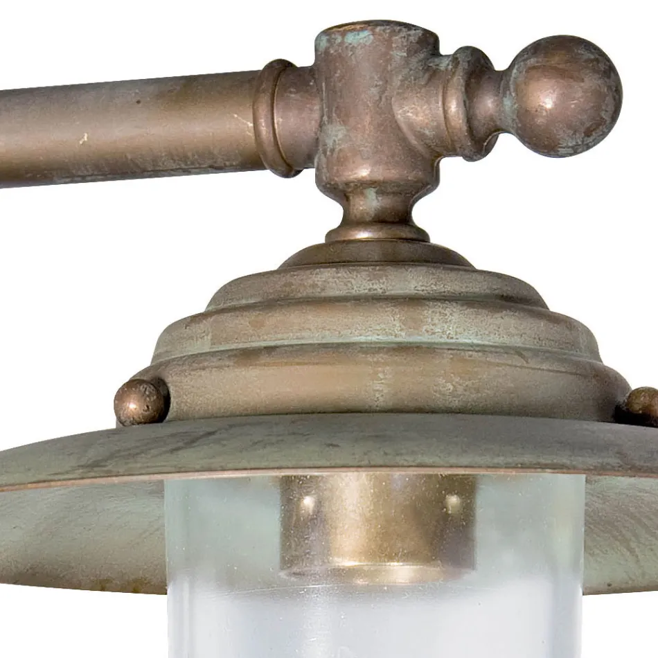 Aplique de pared para exterior Elfico en latón, vidrio transparente y clasificación IP44 Viadurini