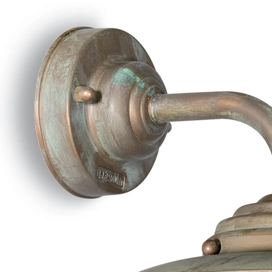 Aplique de pared vintage de latón para exterior, cristal transparente - Elfico Viadurini