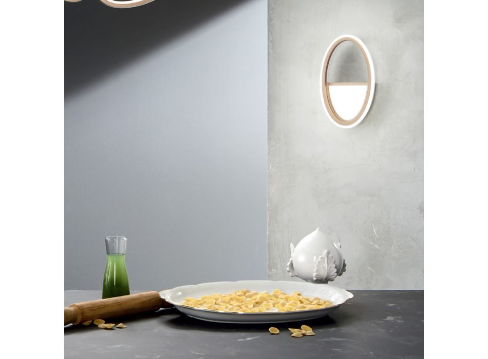 Lámpara de pared LED con estructura de metal blanco o dorado - Raissa Viadurini