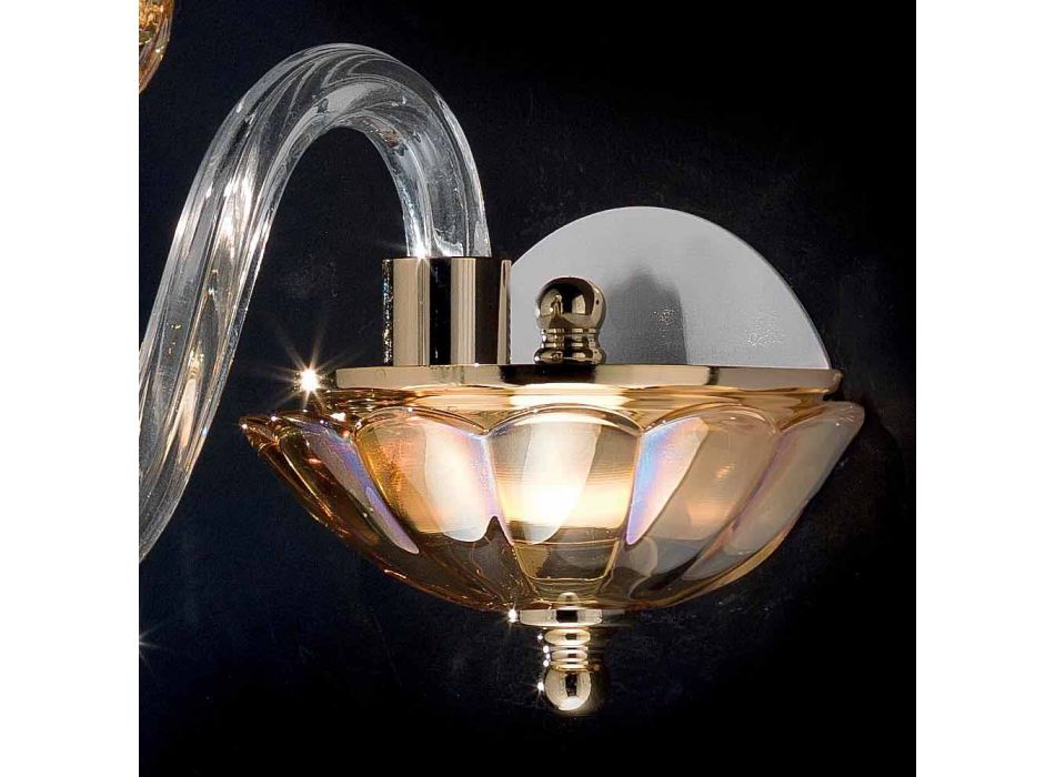 Aplique de diseño clásico en cristal y vidrio de lujo, 2 piezas Viadurini