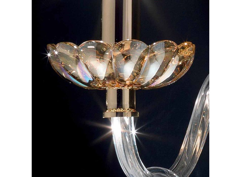 Aplique de diseño clásico en cristal y vidrio de lujo, 2 piezas Viadurini
