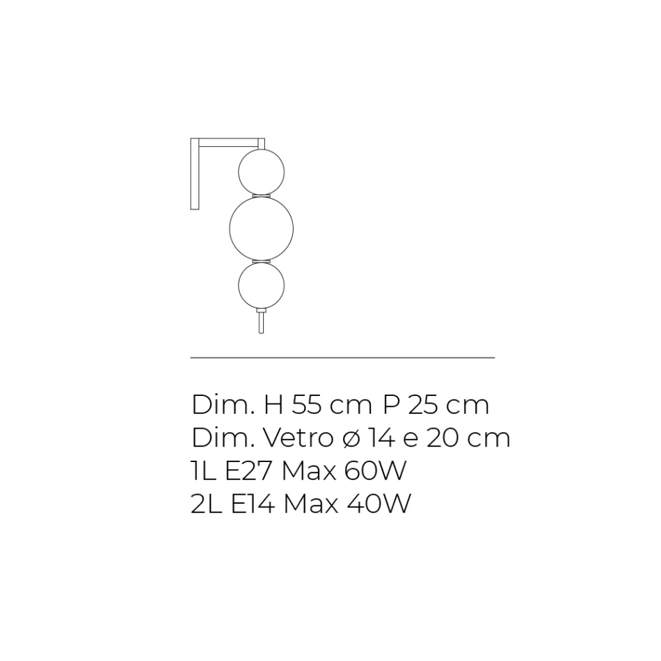 Aplique de pared grande de tres luces en cristal labrado, fabricado en Italia - Lumira Viadurini